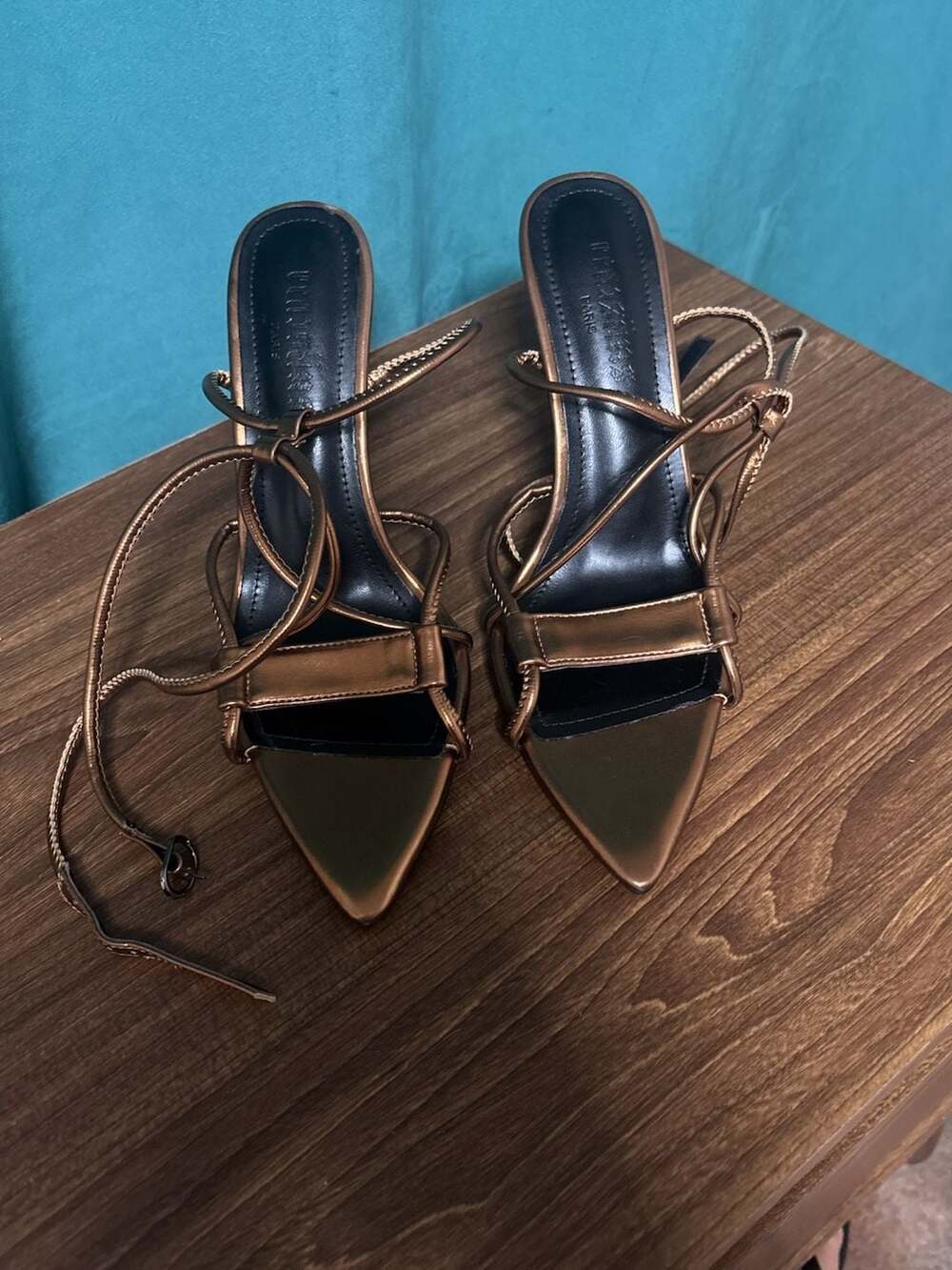 Cenasans Paris Bronze Strappy Heeled Sandals Size 38